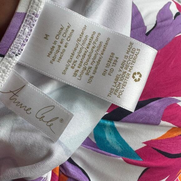 Anne Cole Twist-Front Bandeau Tankini Top White Floral Print Size M NWOT - Picture 10 of 10